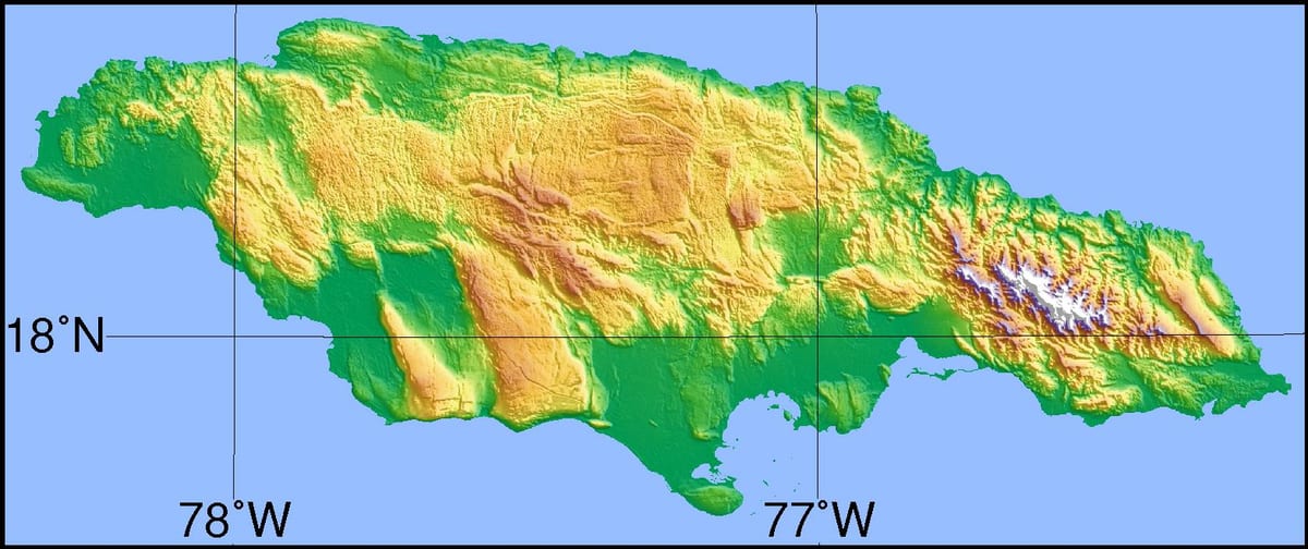 Քարտեզ արբանյակային Ջամայկա