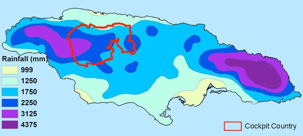 Քարտեզ Ջամայկա կլիման