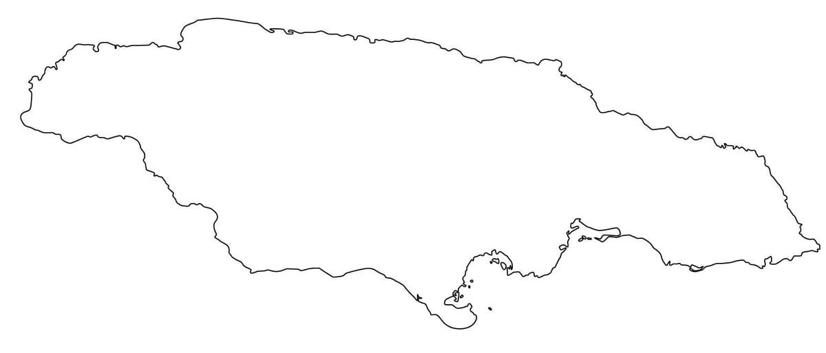 Քարտեզ ուրվագիծը Ջամայկա