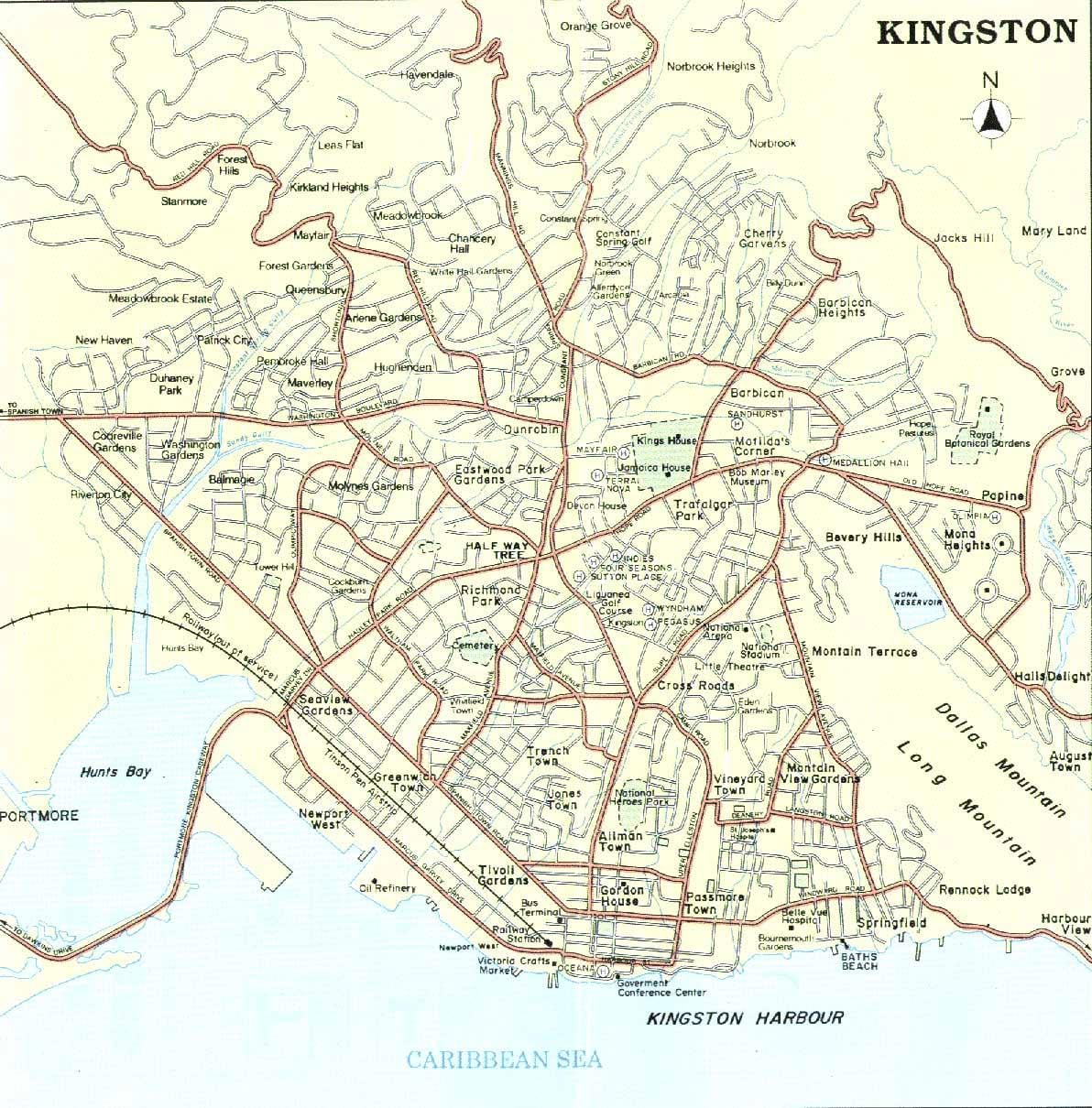 Քարտեզ շրջակայքի Kingston Ջամայկա