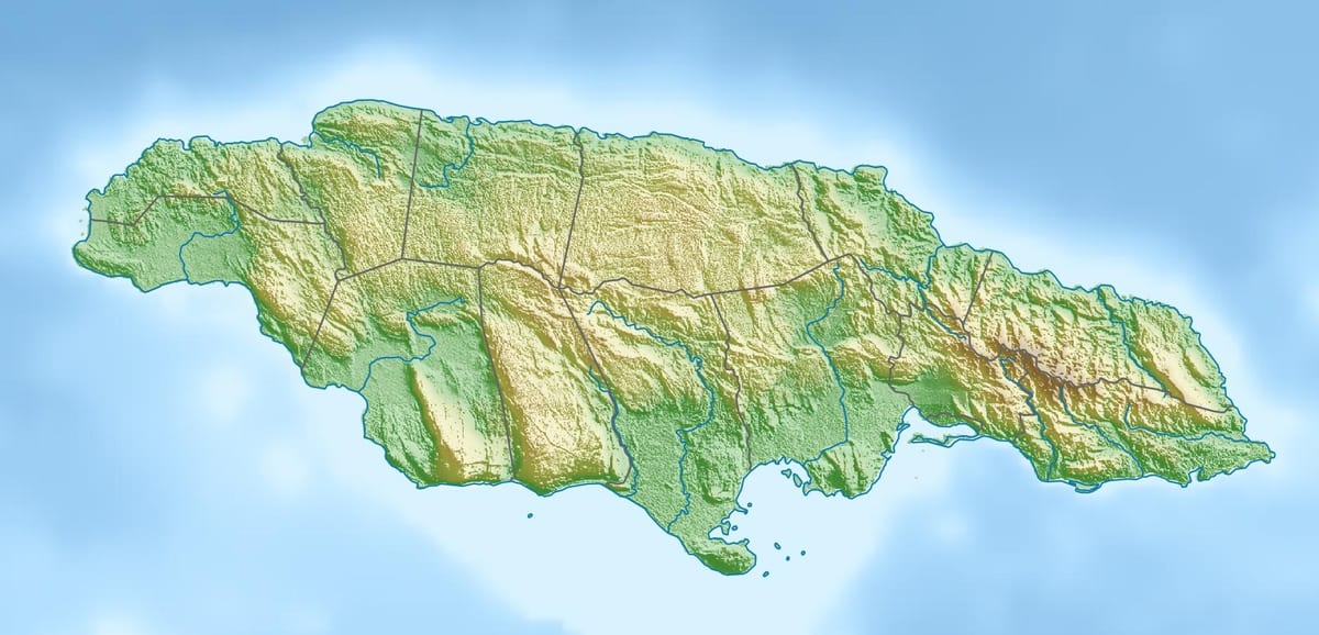Քարտեզի 3D Ջամայկա