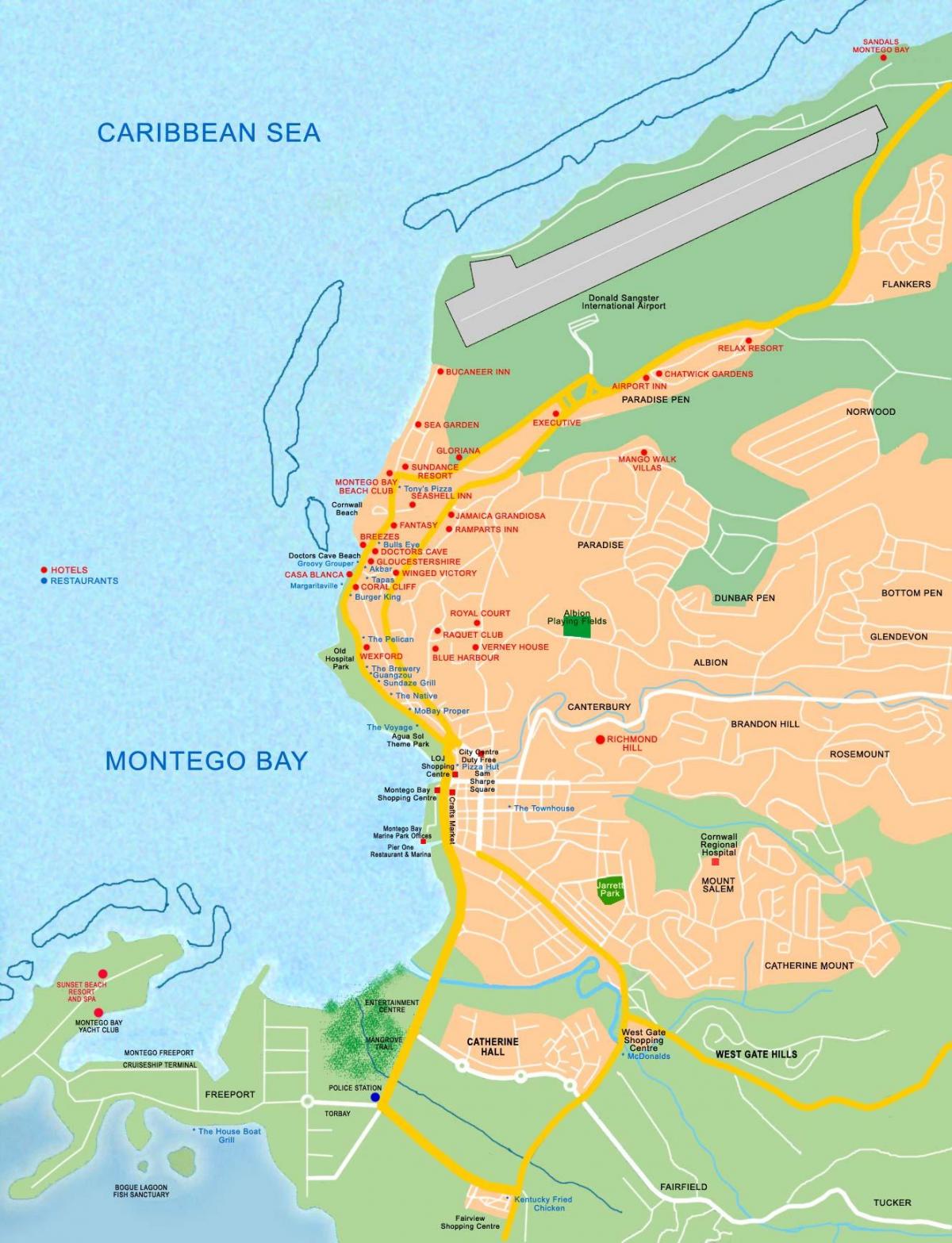 montego Bay Jamaica քարտեզի վրա