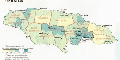 Քարտեզ բնակչության Ջամայկա